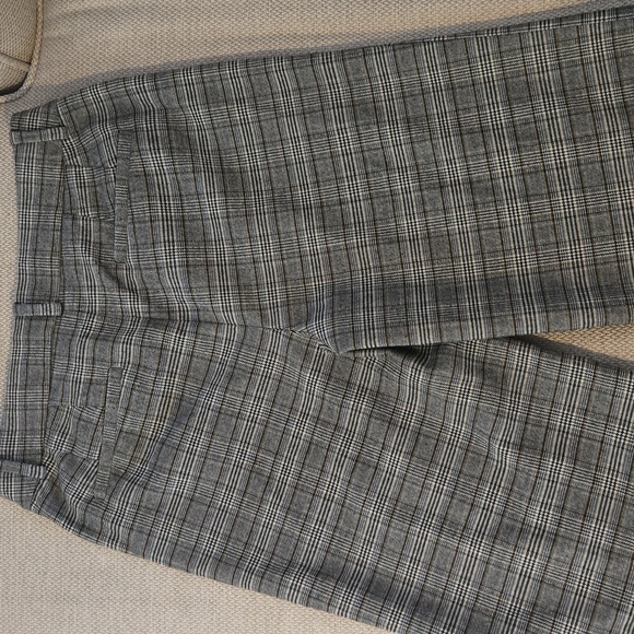 LOFT Women's Brushed Plaid Wide-Leg Pants - Black and Gray - Picture 3 of 8